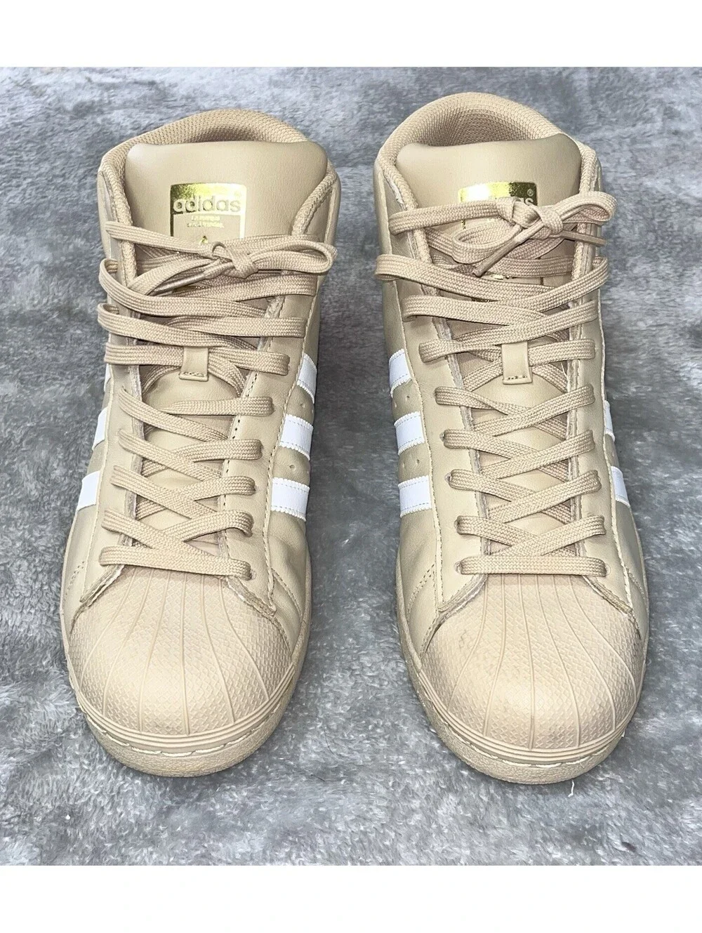 Adidas Pro Model Linen Khaki Mens Sneakers CG5072 8.5 Tan White Gold Shell Toe